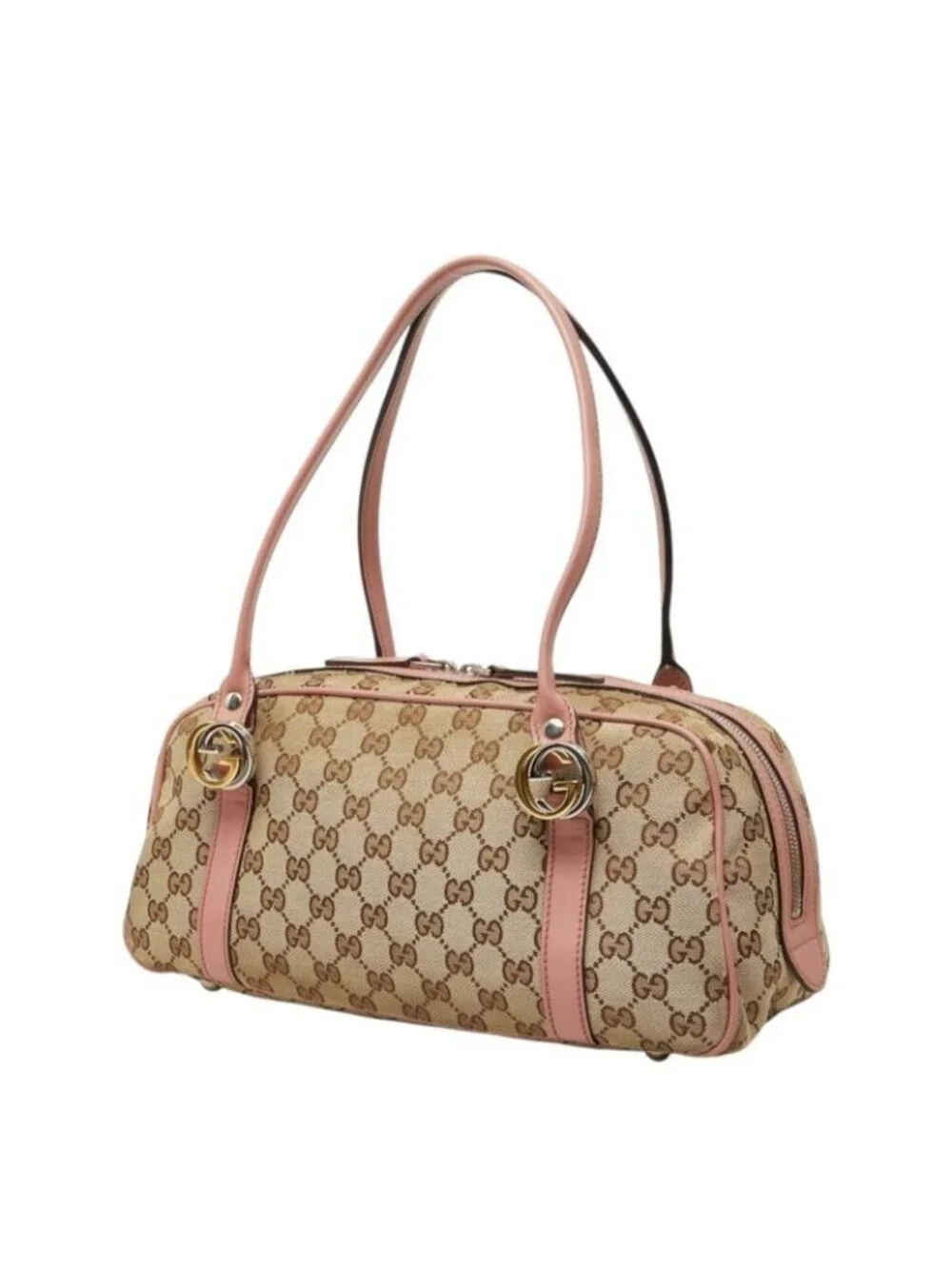 Gucci GG Canvas Twins Handbag Beige Pink